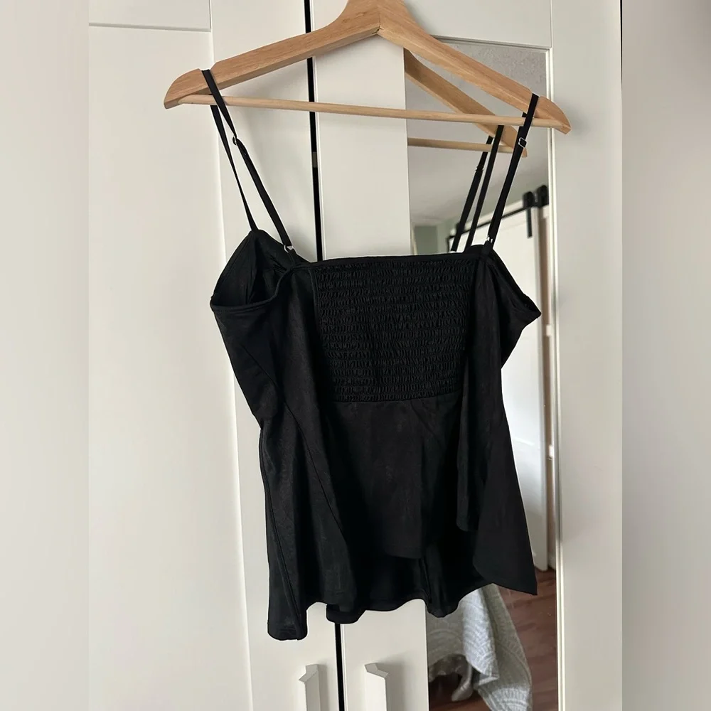 H&M Satin Bustier Peplum Cami with Spaghetti Straps in Black Womens Large - Picture 4 of 4